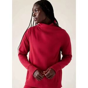Athleta Red Cozy Karma Twist Neck Sweatshirt in Clover Berry